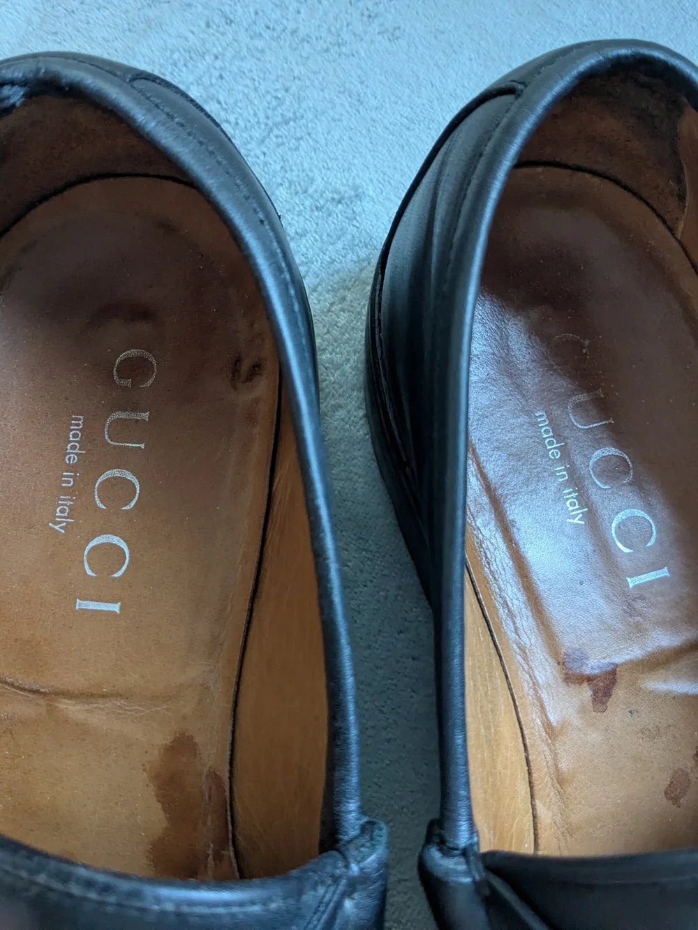 Gucci Black Leather Horsebit Slip-On Loafers
